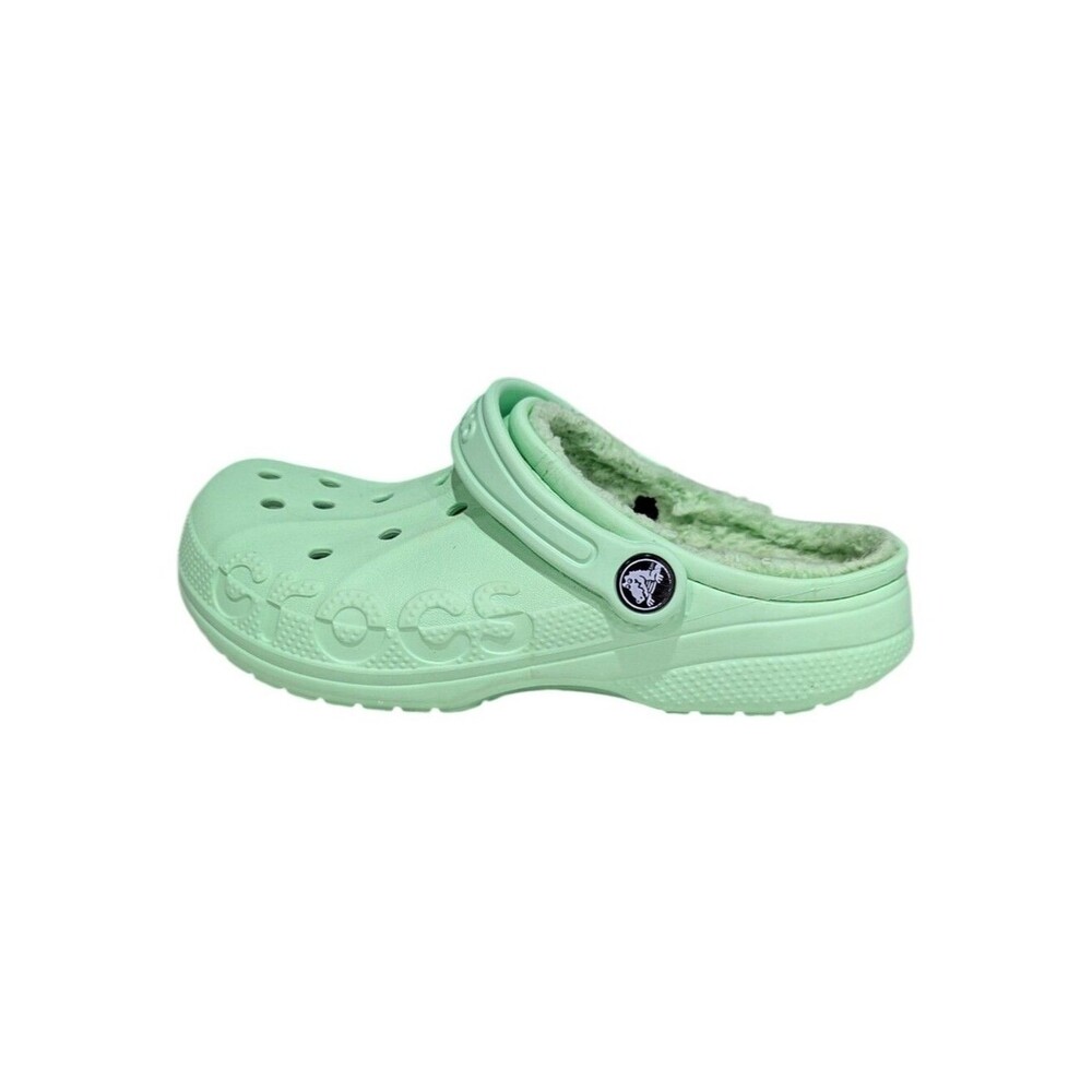 Crocs Kids Baya Lined Clog Classic Mint Green Shoes Furry Fuzzy Girls Size 2